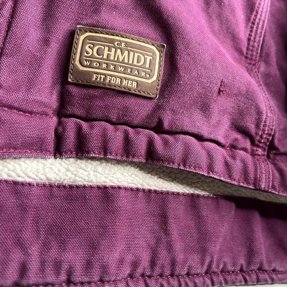 Vintage C.E. Schmidt Workwear Women’s Hooded Jacket Purple Sherpa Lined M - Picture 2 of 10